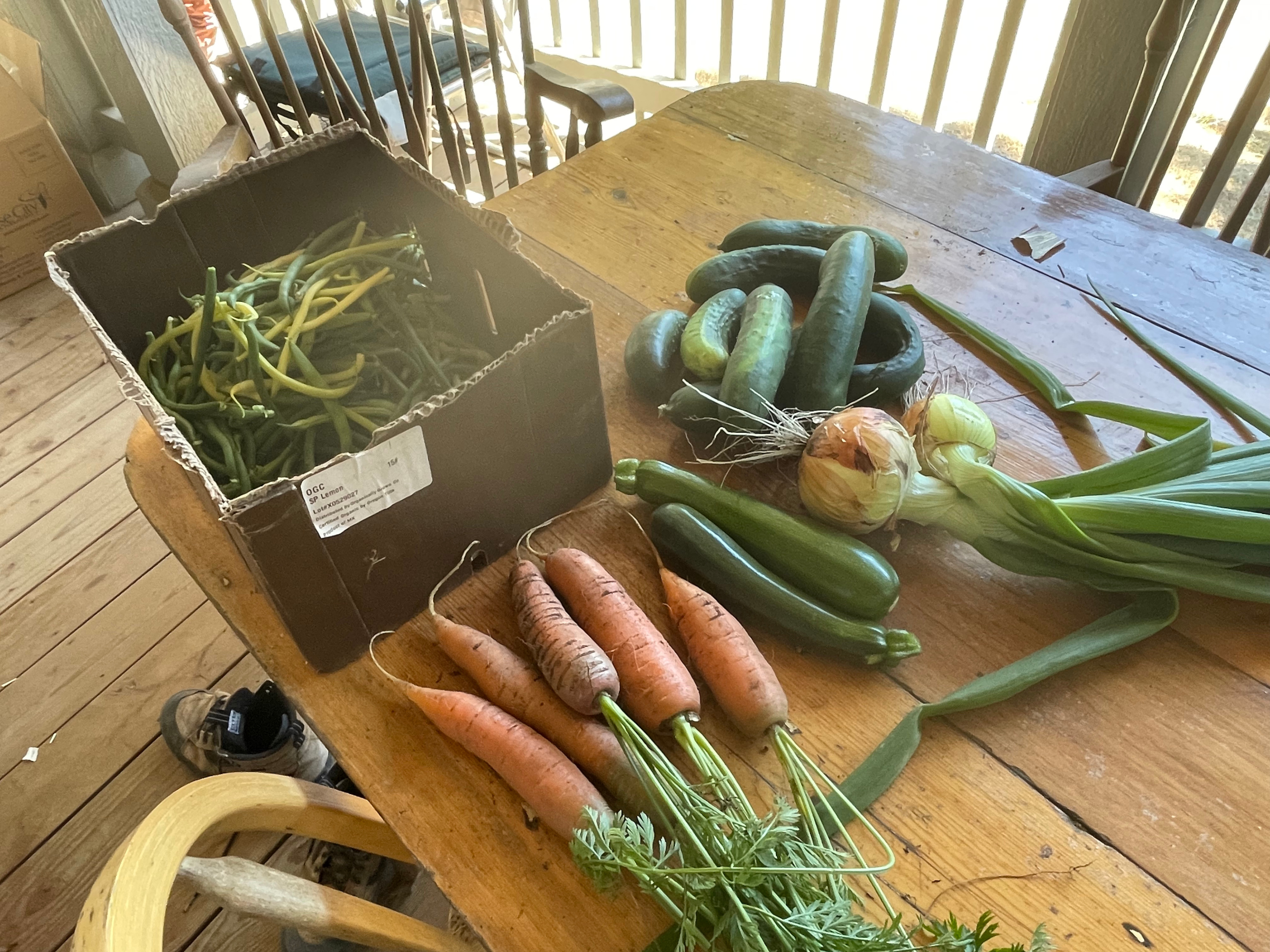 veggies on a table